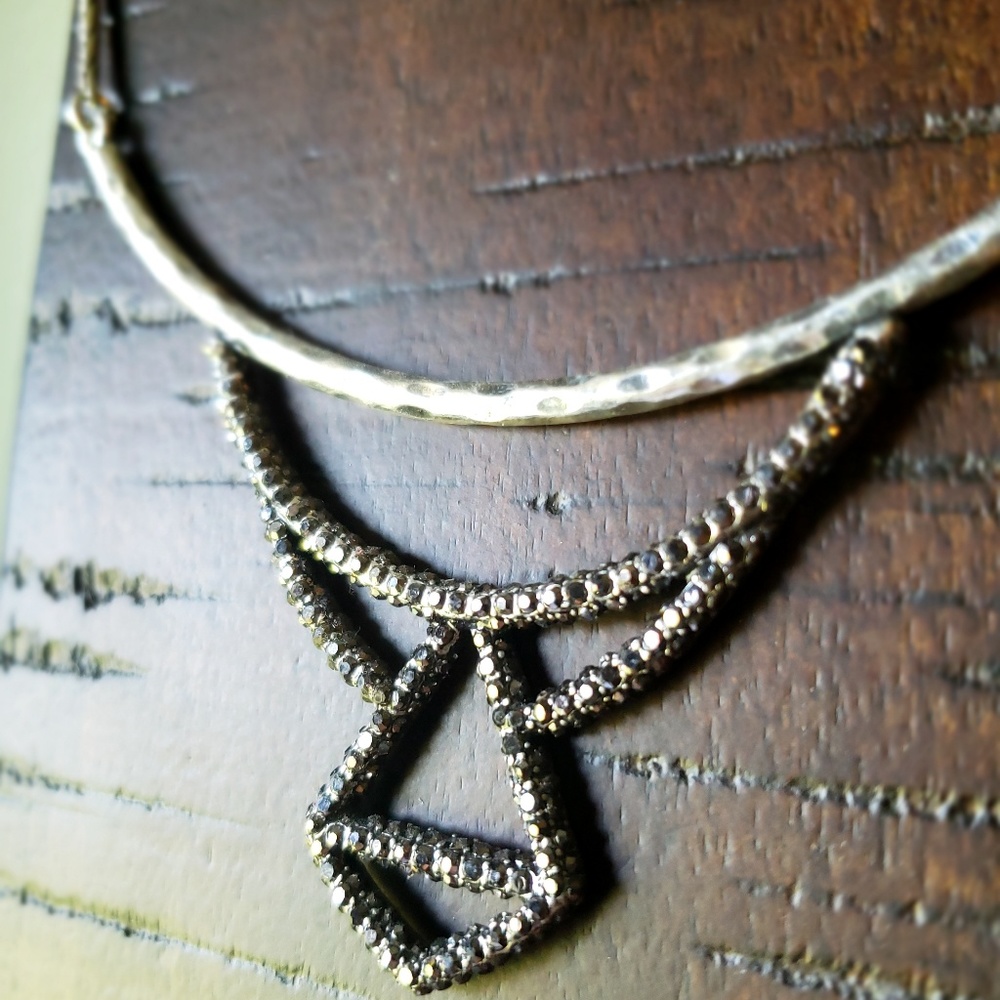 Lucky Brand silver tone pave crystals necklace